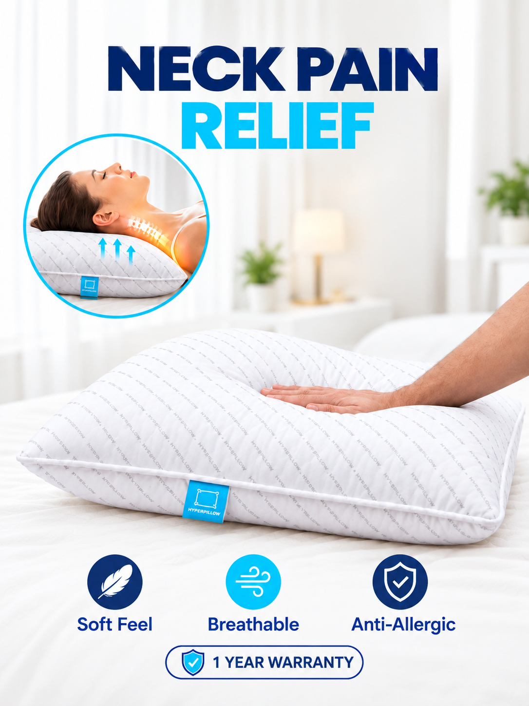 Medicated Pillow for Neck Pain (Micro Ball Fiber)