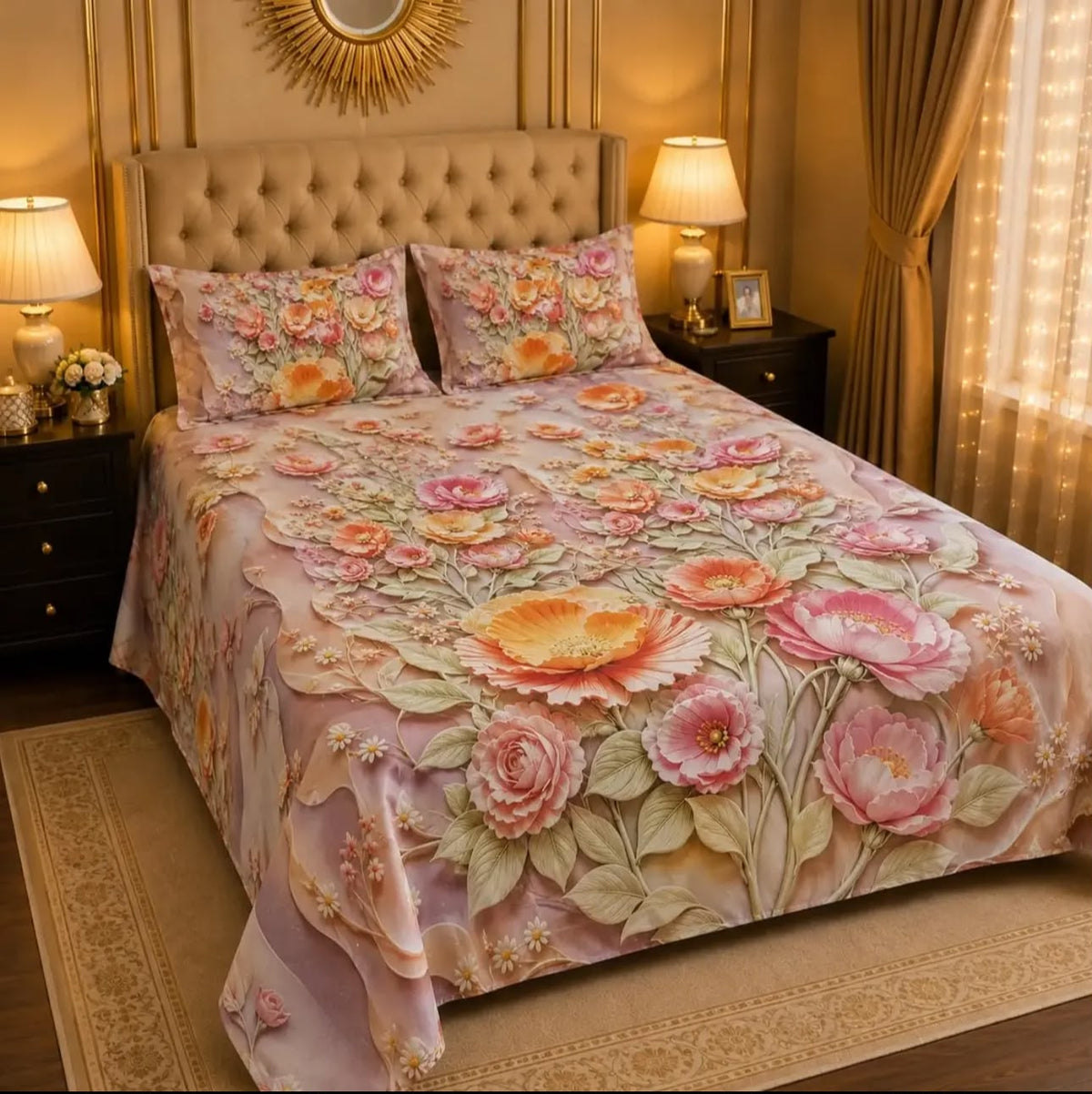 Premium Printed 5D Imported Bedsheet -HY08