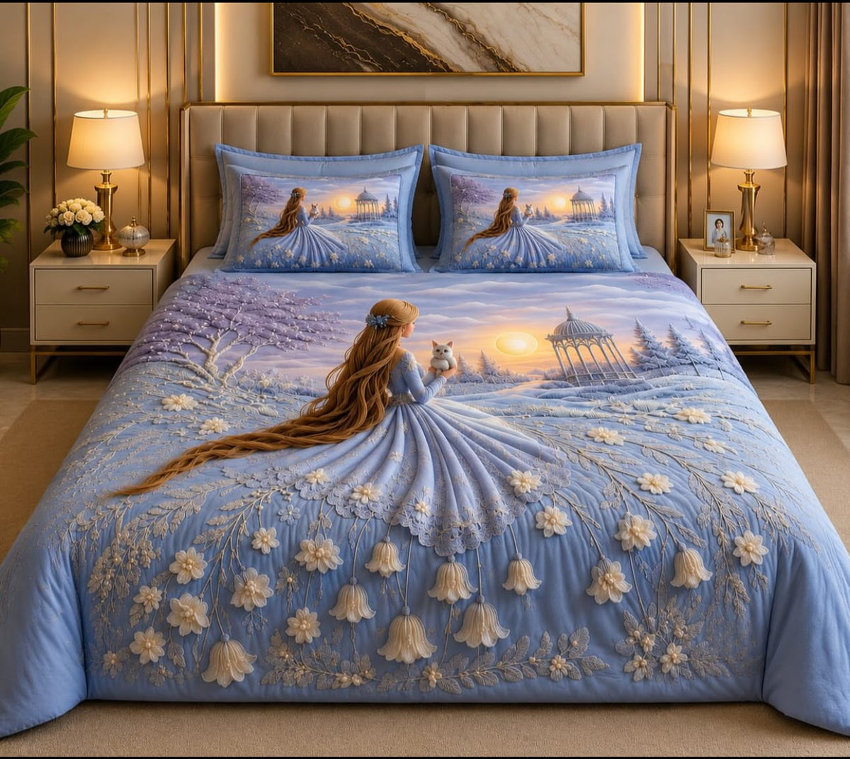 Premium Printed 5D Imported Bedsheet -HY03