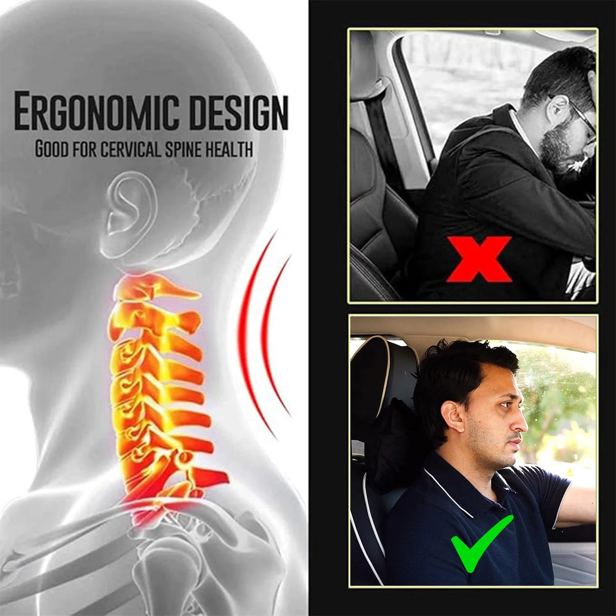 Pack of 2 Car Headrest Pillow – Soft &amp; Supportive Neck Rest