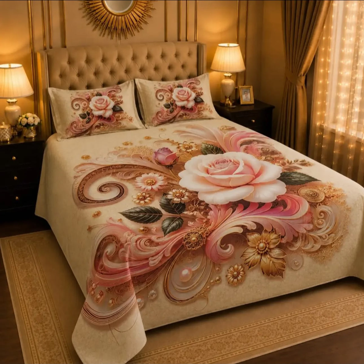 Premium Printed 5D Imported Bedsheet -HY07