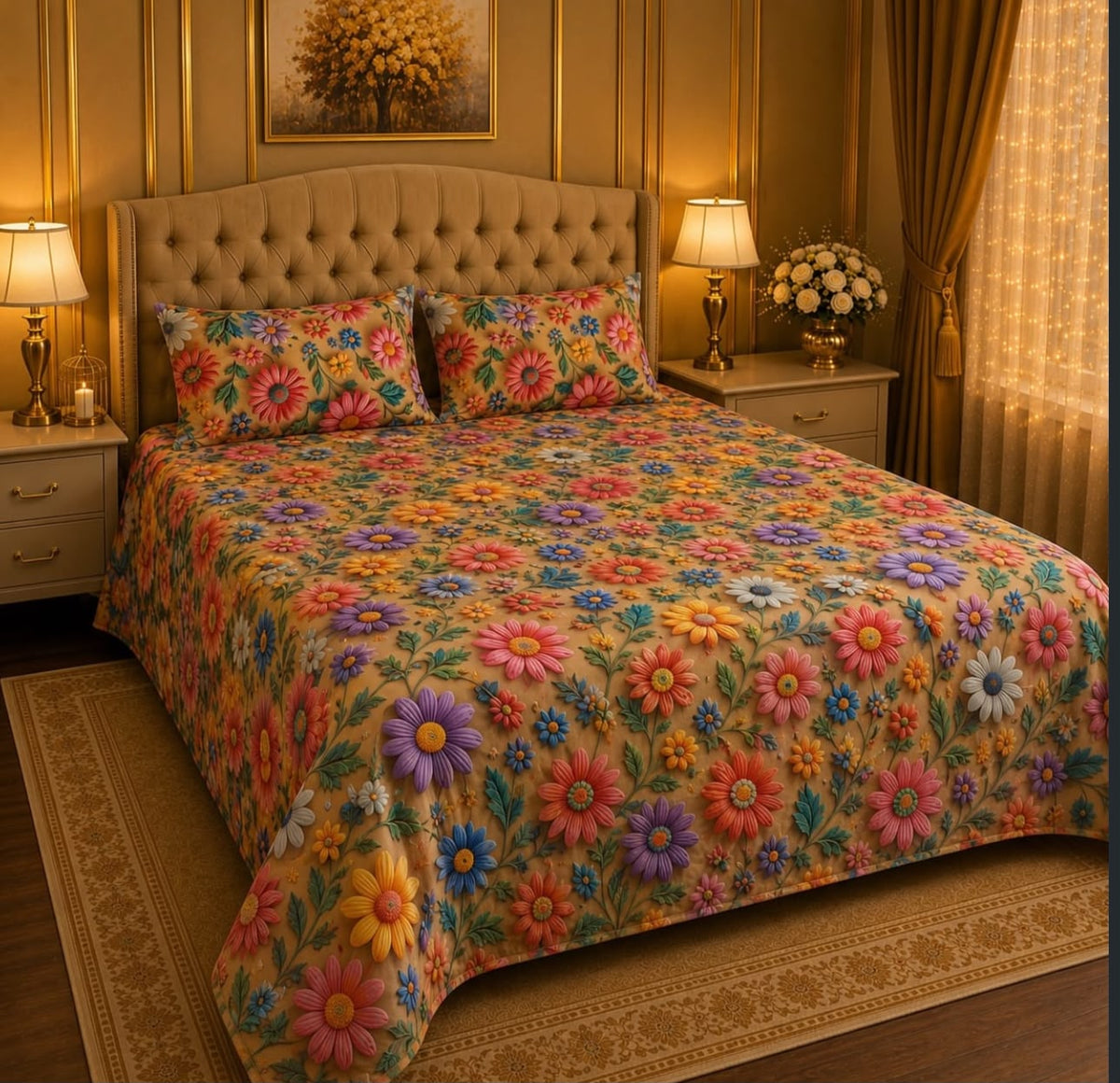 Premium Printed 5D Imported Bedsheet -HY24